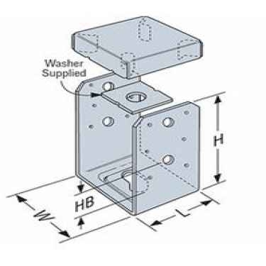 Simpson ABU44Z 4x4 Adjustable Post Base - Zmax Finish